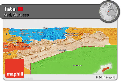 Satellite Panoramic Map of Tata, political outside