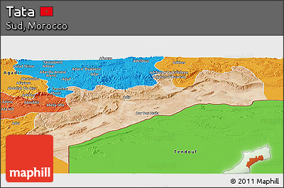 Satellite Panoramic Map of Tata, political outside