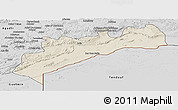 Shaded Relief Panoramic Map of Tata, desaturated