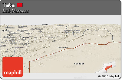 Shaded Relief Panoramic Map of Tata
