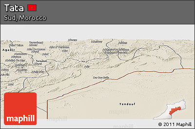 Shaded Relief Panoramic Map of Tata
