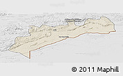 Shaded Relief Panoramic Map of Tata, lighten, desaturated