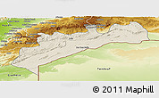 Shaded Relief Panoramic Map of Tata, physical outside