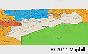 Shaded Relief Panoramic Map of Tata, political outside