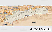 Shaded Relief Panoramic Map of Tata, satellite outside