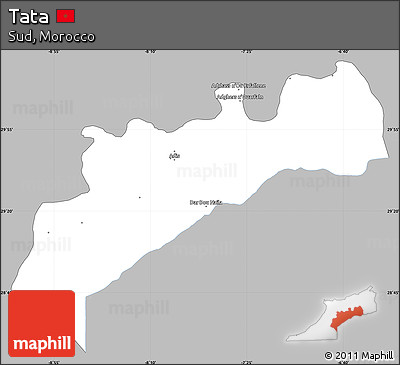 Gray Simple Map of Tata, single color outside