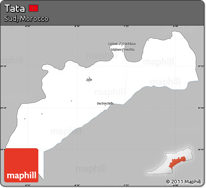 Gray Simple Map of Tata, single color outside
