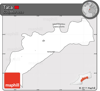 Silver Style Simple Map of Tata, cropped outside