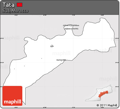 Silver Style Simple Map of Tata, cropped outside