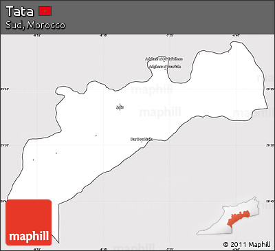 Silver Style Simple Map of Tata, cropped outside