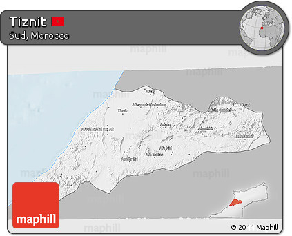 Gray 3D Map of Tiznit, single color outside