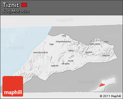 Gray 3D Map of Tiznit, single color outside