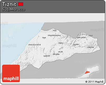 Gray 3D Map of Tiznit, single color outside