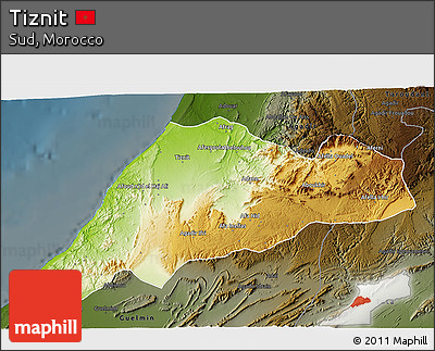 Physical 3D Map of Tiznit, darken