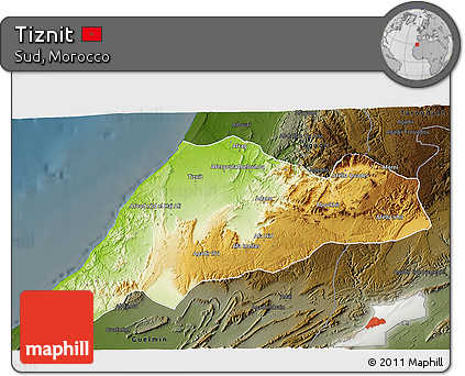 Physical 3D Map of Tiznit, darken