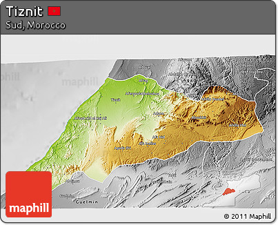 Physical 3D Map of Tiznit, desaturated