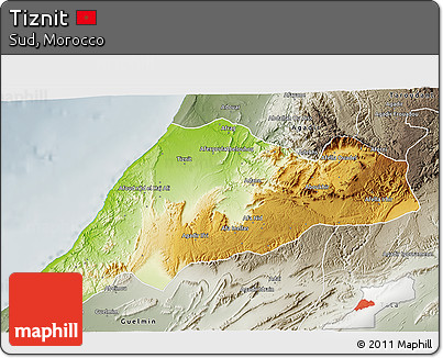 Physical 3D Map of Tiznit, semi-desaturated