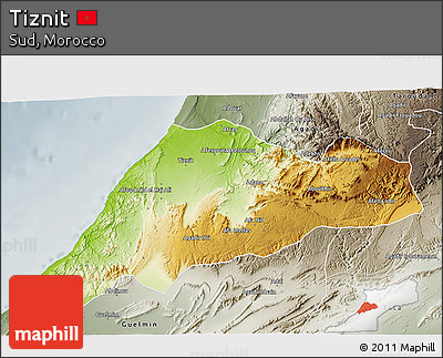 Physical 3D Map of Tiznit, semi-desaturated