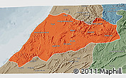 Political 3D Map of Tiznit, semi-desaturated