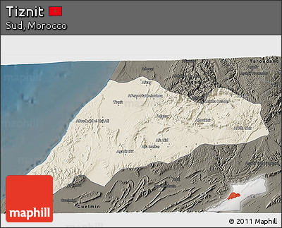 Shaded Relief 3D Map of Tiznit, darken