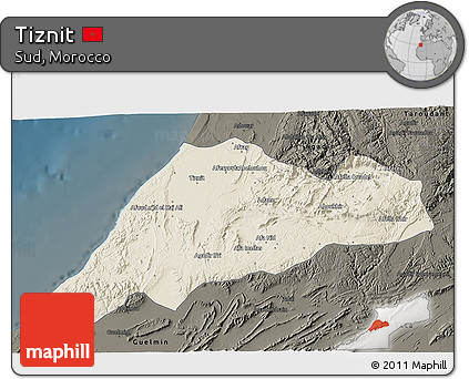 Shaded Relief 3D Map of Tiznit, darken