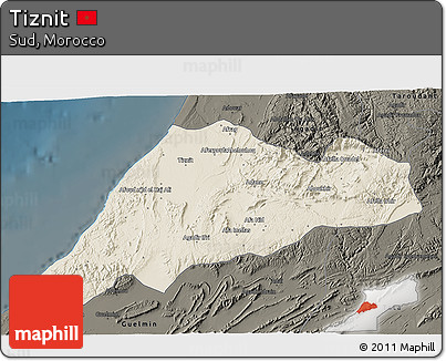 Shaded Relief 3D Map of Tiznit, darken