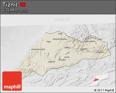 Shaded Relief 3D Map of Tiznit, lighten, desaturated