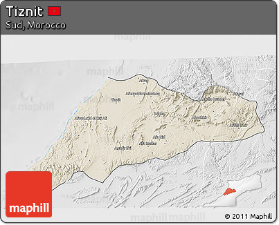 Shaded Relief 3D Map of Tiznit, lighten, desaturated