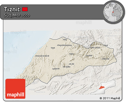 Shaded Relief 3D Map of Tiznit, lighten