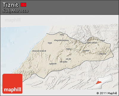 Shaded Relief 3D Map of Tiznit, lighten