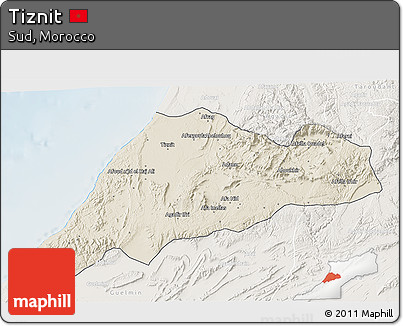 Shaded Relief 3D Map of Tiznit, lighten