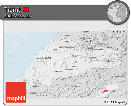 Silver Style 3D Map of Tiznit