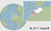 Savanna Style Location Map of Tiznit, highlighted country, within the entire country, hill shading