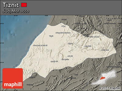 Shaded Relief Map of Tiznit, darken