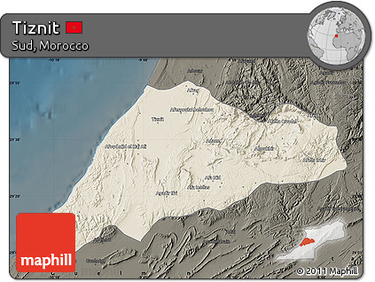 Shaded Relief Map of Tiznit, darken