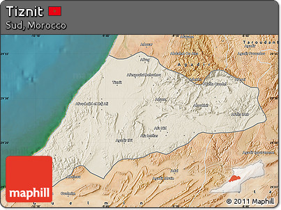 Shaded Relief Map of Tiznit, satellite outside