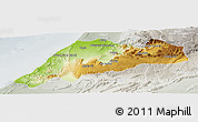 Physical Panoramic Map of Tiznit, lighten, semi-desaturated