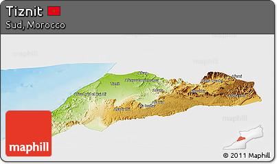 Physical Panoramic Map of Tiznit, single color outside