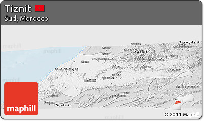 Silver Style Panoramic Map of Tiznit