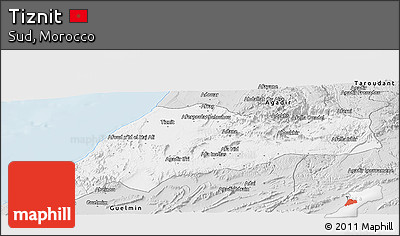 Silver Style Panoramic Map of Tiznit