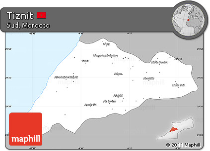 Gray Simple Map of Tiznit, single color outside