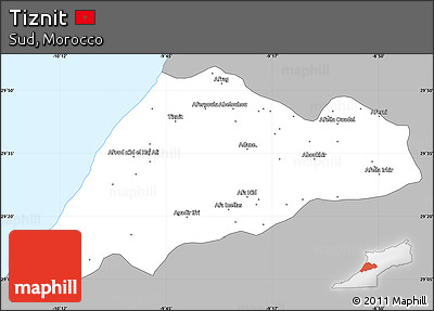 Gray Simple Map of Tiznit, single color outside