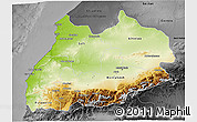 Physical 3D Map of Tensift, darken, desaturated