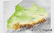 Physical 3D Map of Tensift, lighten, desaturated