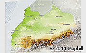 Physical 3D Map of Tensift, lighten, semi-desaturated
