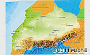 Physical 3D Map of Tensift, political outside