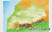 Physical 3D Map of Tensift, political shades outside