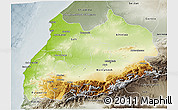 Physical 3D Map of Tensift, semi-desaturated