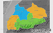 Political 3D Map of Tensift, darken, desaturated