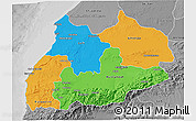 Political 3D Map of Tensift, desaturated